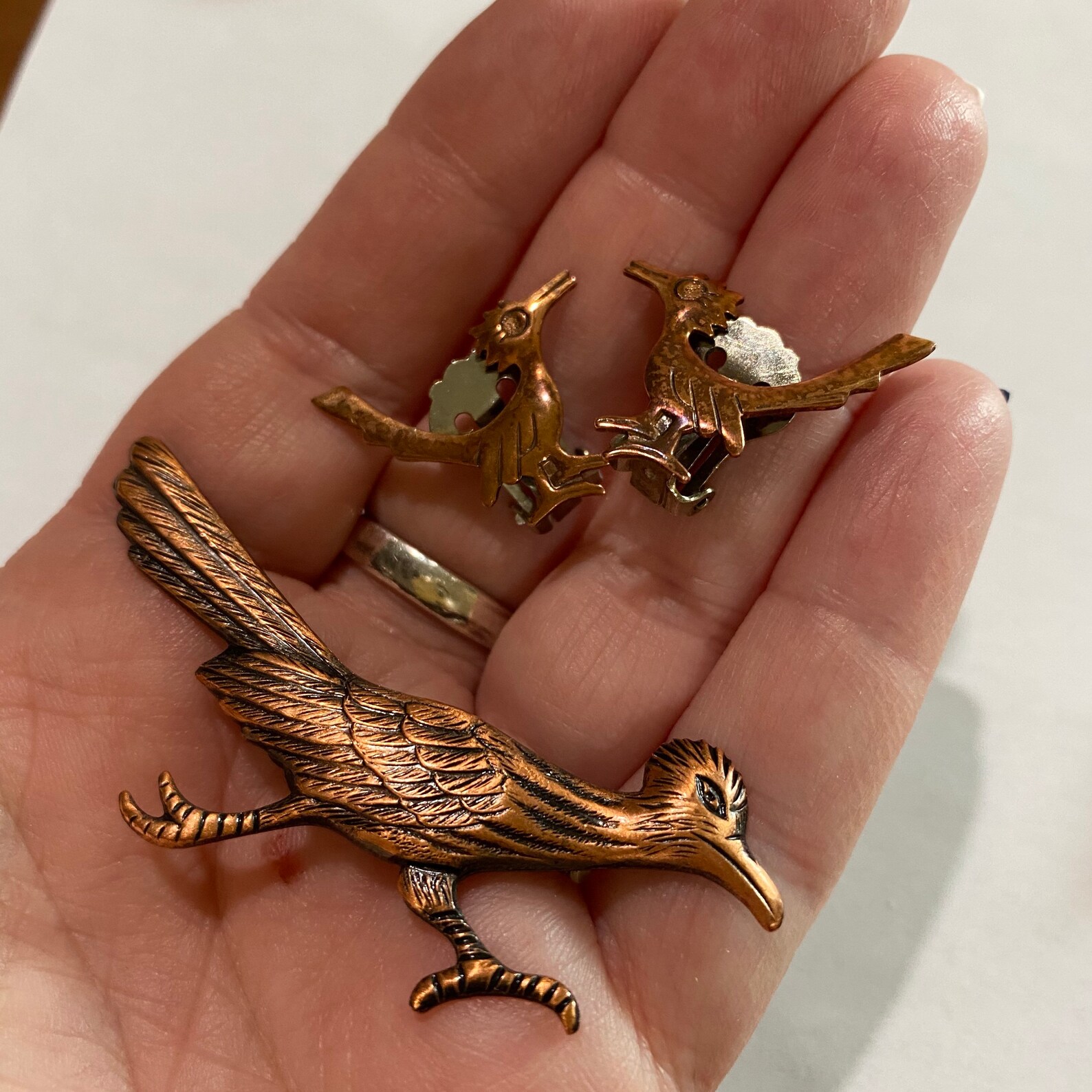 Vintage Cooper Roadrunner Earrings and Brooch Etsy