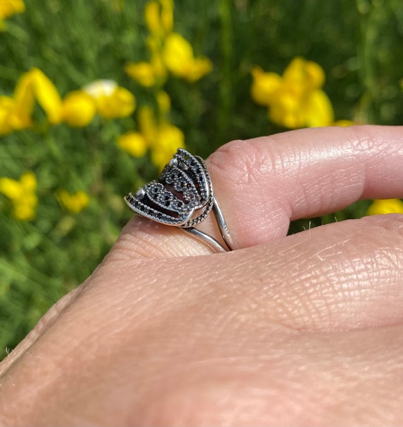 Vintage Filigree Adjustable Saddle Sterling Silve… - image 6