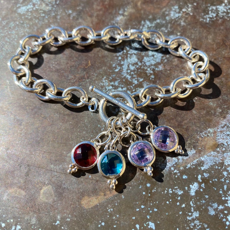Sterling silver charm crystal bracelet