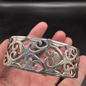 Brighton Christo Madrid Narrow Cuff Bracelet Silver plate heart design image 2