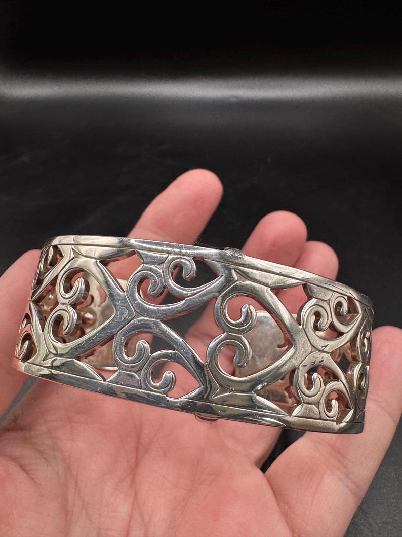 Brighton Christo Madrid Narrow Cuff Bracelet Silver plate heart design image 2