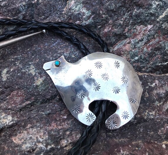 Navajo Bolo Tie , Sterling Silver Bolo Tie, Vintag
