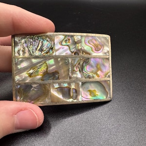 Vintage Mexico Abalone Inlay Belt Buckle - Etsy display picture 2