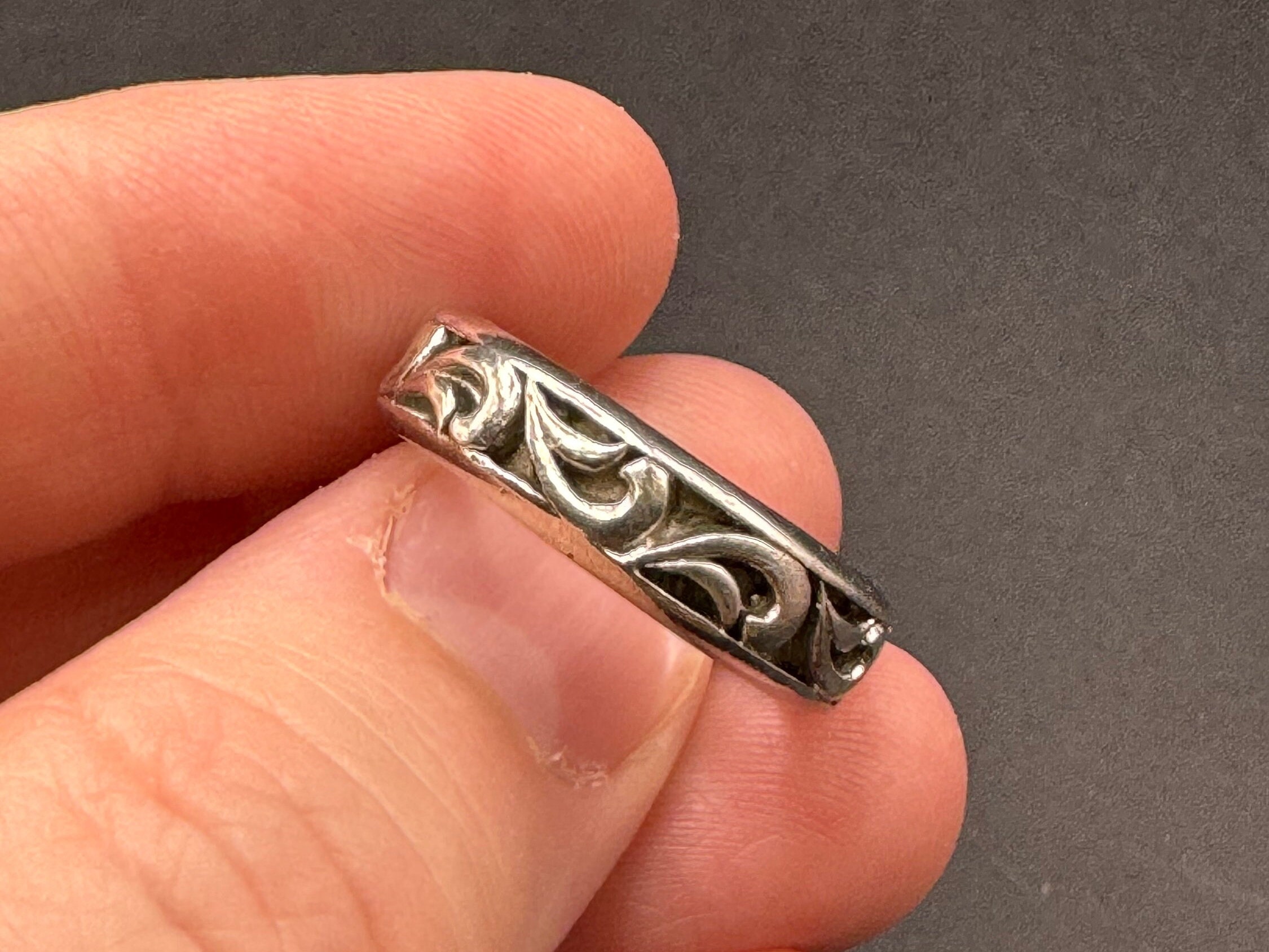 Sterling Silver Scroll Band Ring - Etsy