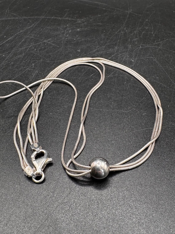 Silpada "Thoreau" multi-strand sterling silver snake chain necklace featuring a central bead ball