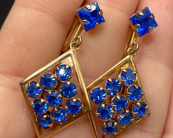 Belle Broche Vintage à Strass Bleu Et Rose – Grande Taille – Occasion