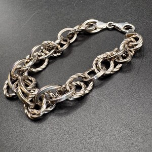 ヴィンテージ シルバー925ブレスレット イタリア製 フィガロチェーン