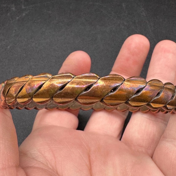 Vintage Solid Copper Braided Copper Bangle Bracel… - image 1