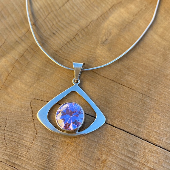 Purple Cz Sterling Silver Necklace - image 1