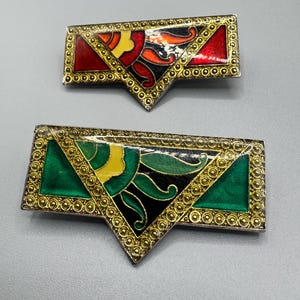 Pierre Bex Style Art Deco Enamel Resin Brooch - Three