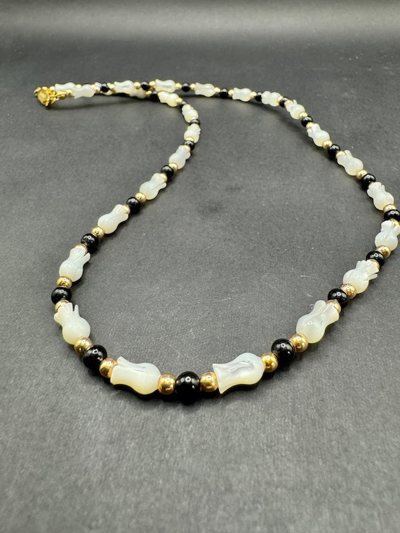 Vintage Carved Mother of Pearl Necklace