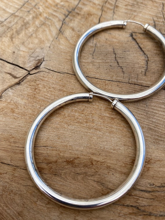 Vintage sterling hoop earrings Gem