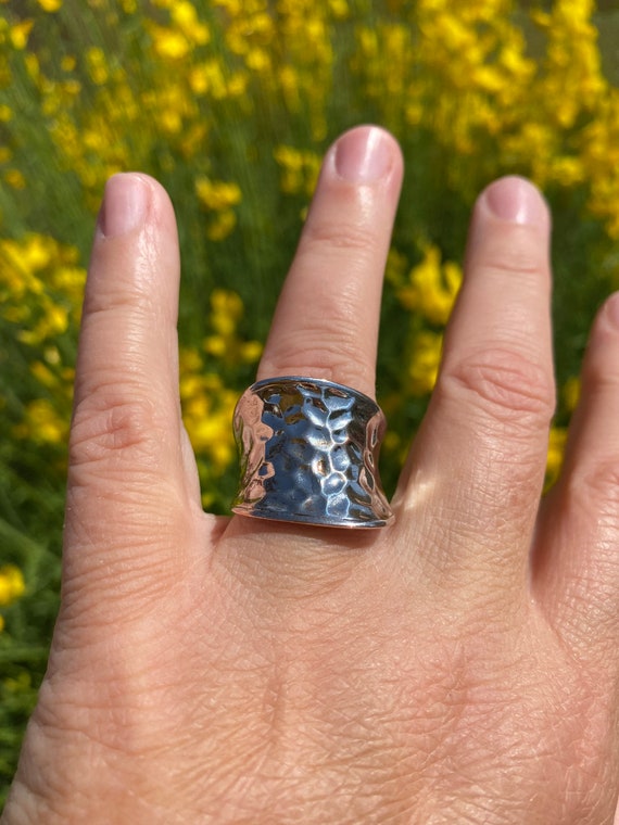 Hammered Sterling Silver Modern Ring - image 5