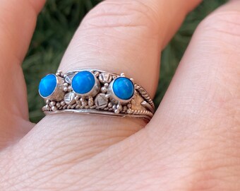 Boho Turquoise Sterling Silver Ring