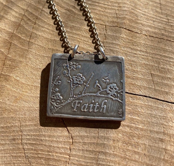 Artisan Sterling Silver and Copper Faith Necklace - image 1