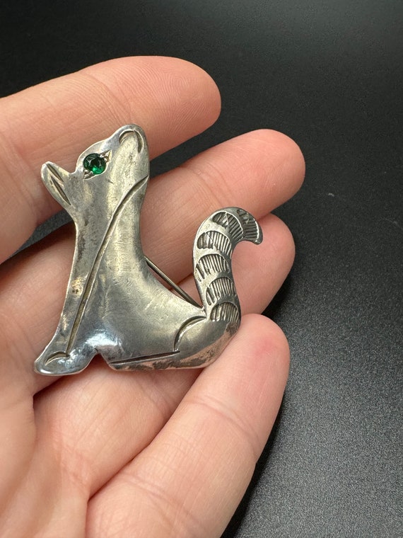 Vintage Native American Sterling Coyote or Wolf B… - image 2