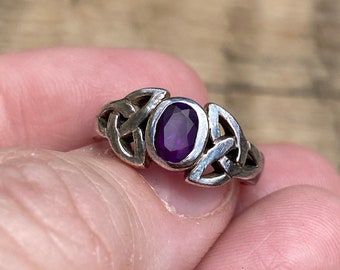 Amethyst Celtic Sterling Silver Ring