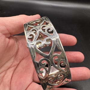 Brighton Christo Madrid Narrow Cuff Bracelet Silver plate heart design image 4