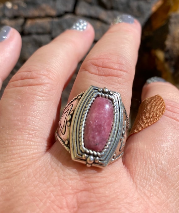 Southwestern Rhodonite Sterling Silver Ring