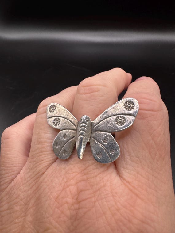 Native American Unsigned Hand stamped Butterfly R… - image 2