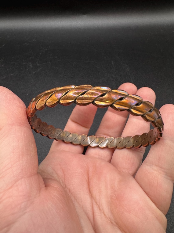 Vintage Solid Copper Braided Copper Bangle Bracel… - image 5