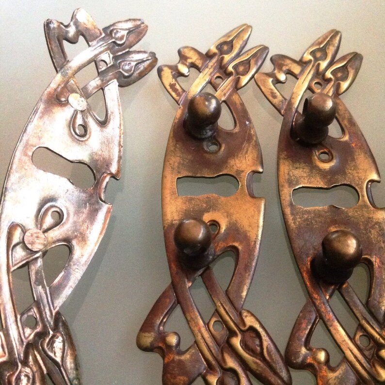 Manijas del cajón latón decorativo de 1930 cajón de gabinete | Etsy