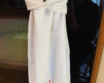 Kitchen hanging towel, snap hanging towel, tea towel, oven towel, dishwasher towel, stay put towel, terry kitchen hanging towel