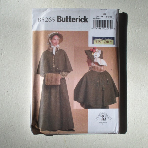 Butterick B5265 sewing pattern size misses' costume cape skirt bonnet muff
