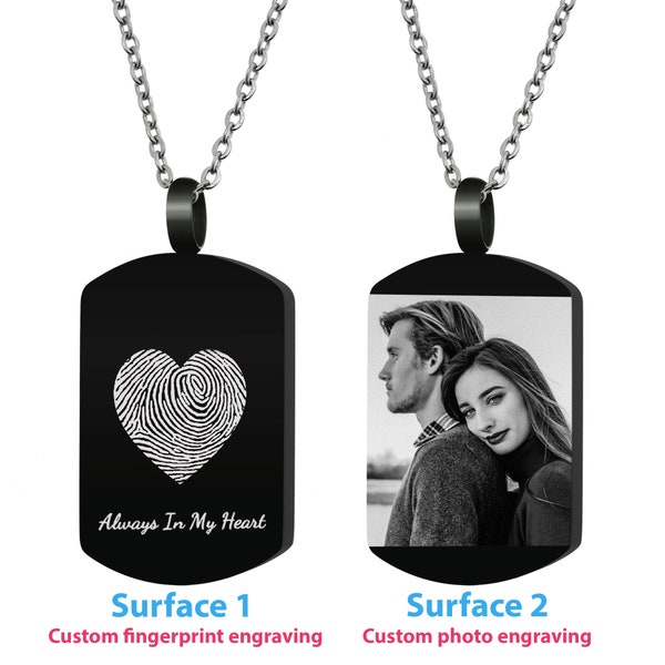 Modern Cremation Ash Urn Pendant Necklace - Stainless Steel -  Personalized Custom Fingeprint, Photo, Love Message  Engravings-