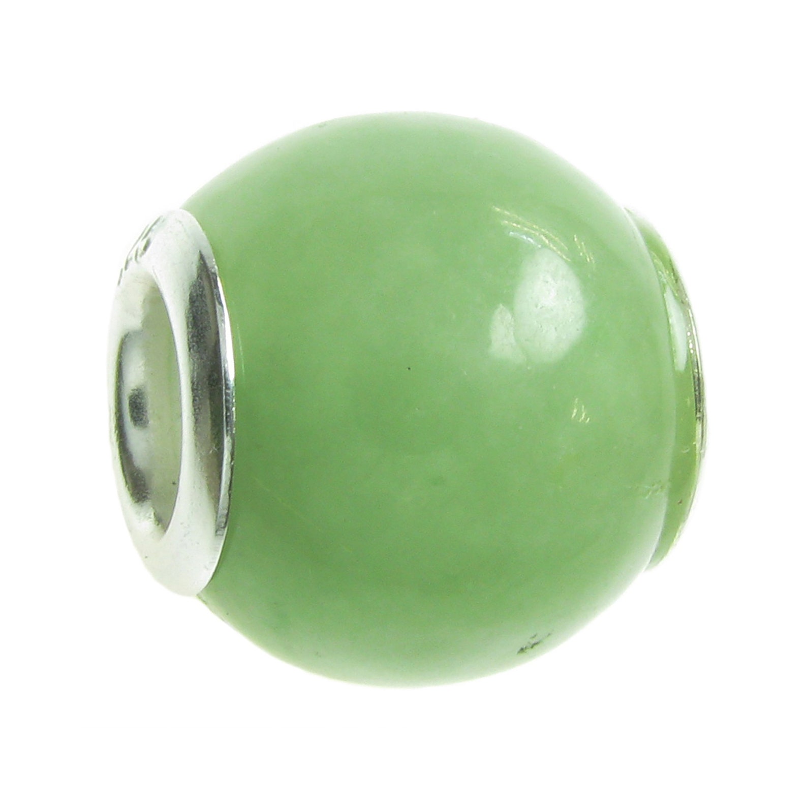 925 Sterling Silver Genuine Jade Ball Stone Bead/charm 1PC Etsy