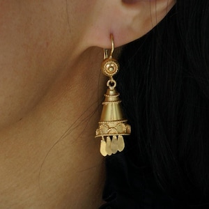 Victorian Inspired Drop Earrings in 18k Yellow Gold