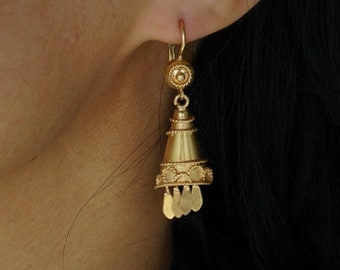 Victorian Inspired Drop Earrings in 18k Yellow Gold