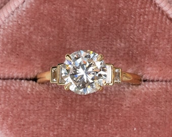 2 Carat Round Brilliant Cut Diamond Engagement Ring in 14k Yellow Gold