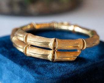 Bamboo Style Bangle Bracelet in 18k Yellow Gold