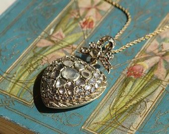 Victorian Heart Pendant w/ Rose Cut Diamonds in 14k