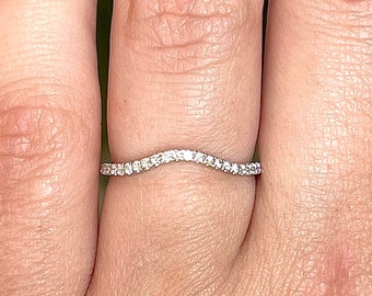 Contoured Diamond Wedding Band in 14k White Gold