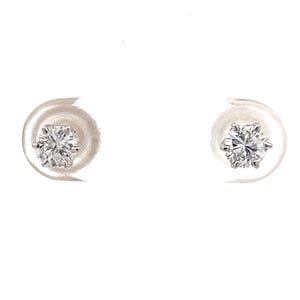 Half Carat Natural Round Brilliant Diamond Earring Studs in 14k White Gold