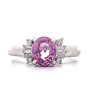 2.34 Carat Pink Sapphire & Diamond Engagement Ring in Platinum