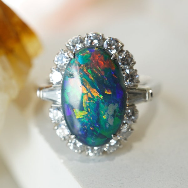 Black Opal Ring - Etsy