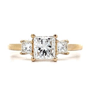 Anello di fidanzamento con diamante taglio principessa GIA da 1,01 carati in oro giallo 14k