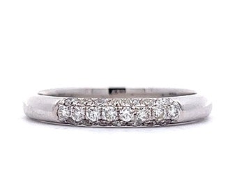 Round Brilliant Diamond Pave Wedding Band in 14k White Gold