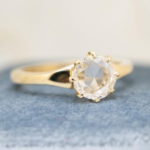 1 Carat Solitaire Antique Rose Diamond Engagement Ring in 14k Yellow Gold