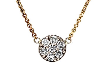 Modern Diamond Cluster Pendant Necklace in 14k Yellow Gold