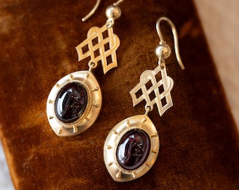 アンティークビクトリア朝のガーネットイヤリング - Etsy 日本