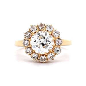Victorian Cluster Diamond Engagement Ring in 18k Yellow Gold