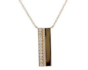 Diamond Bar Anhänger Halskette in 750er Gelbgold