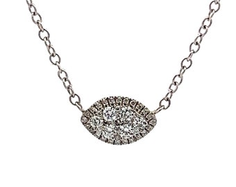 Pave Diamond Pendant Necklace in 14k White Gold