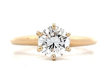 1 Carat Victorian Diamond Solitaire Engagement Ring in Yellow Gold