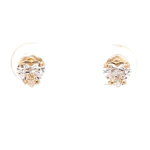 1.80 Carat Heart Shaped Natural Diamond Stud Earrings in 14k Yellow Gold