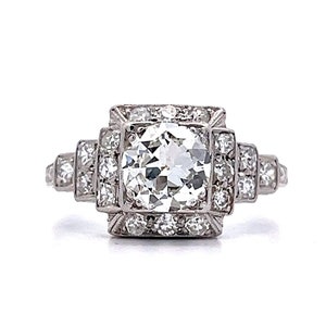 1.01 Carat Antique Deco Step Engagement Ring in Platinum